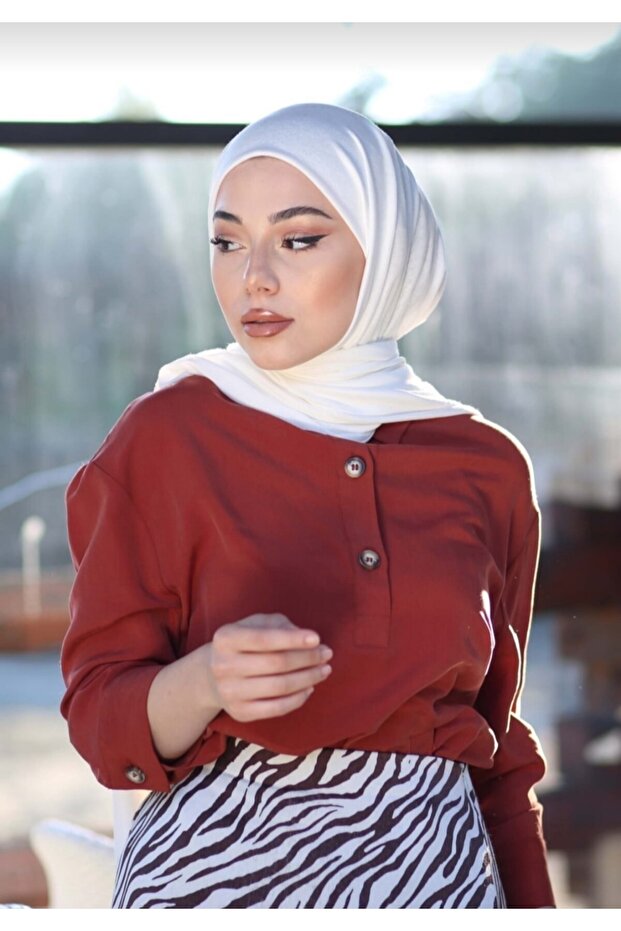 Hijab Combed Cotton Shawl Model White