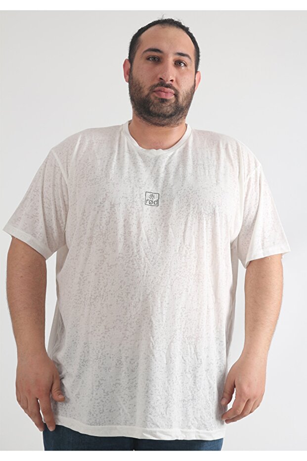 Devore Patterned Plus Size T-shirt - 1