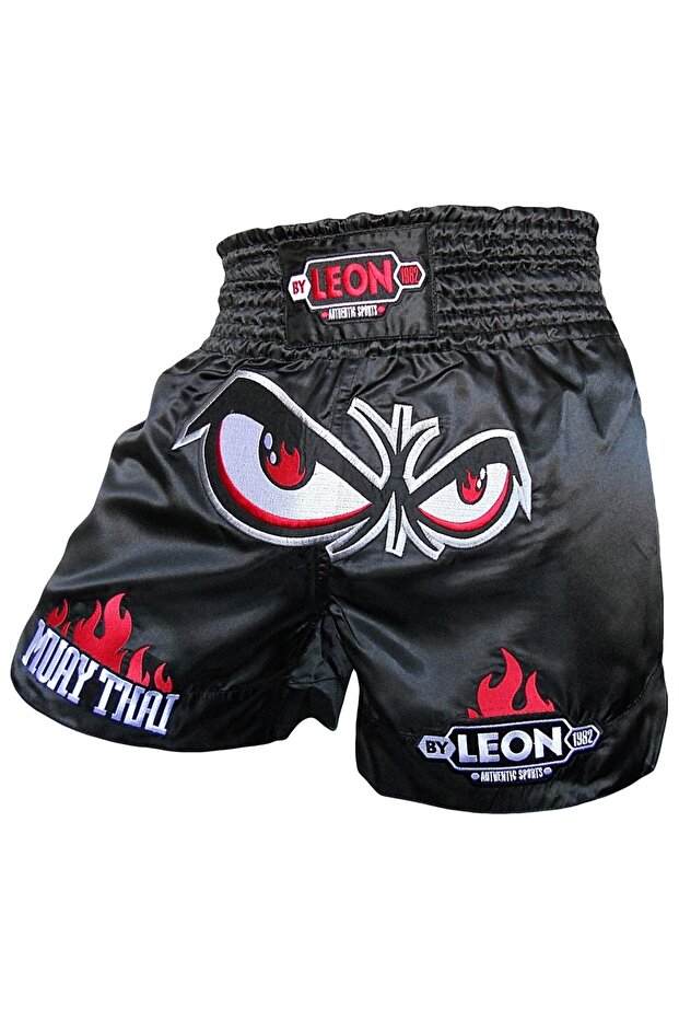 By 1982 No Fear Embroidered Professional Muay Thai and Kick Boxing Shorts Black