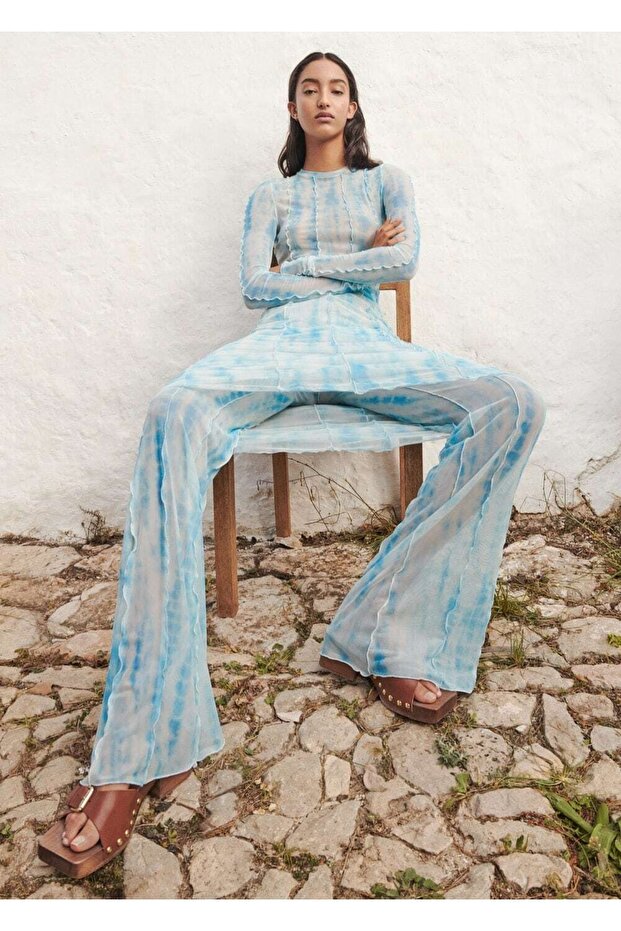 Wideleg Patterned Trousers - 8