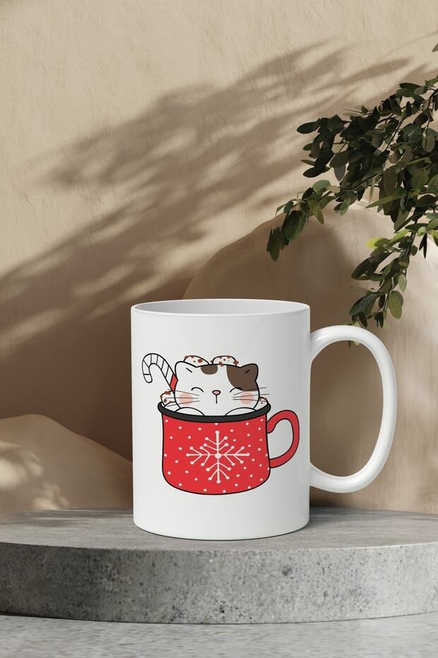 قطة ندفة الثلج داخل كوب القدح نمط الكأس - 1