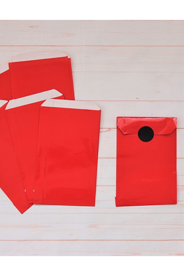 Kırmızı Orta Boy (12*18cm) Kağıt Zarf/hediye Zarfı, Kağıt Poşet 10 Adet - 1
