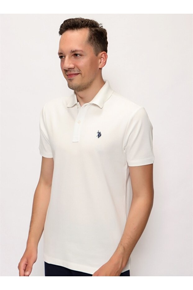 Polo Neck Slim Fit Ecru T-shirt