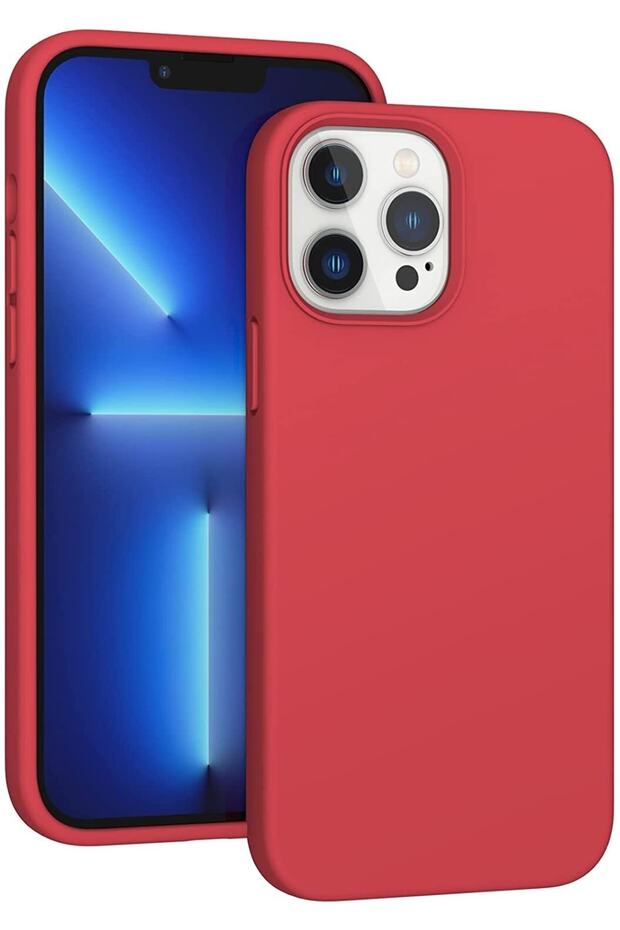 iPhone 13 Pro Max Case Inside Velvet Camera Raised Launch Silicone Cover Red
