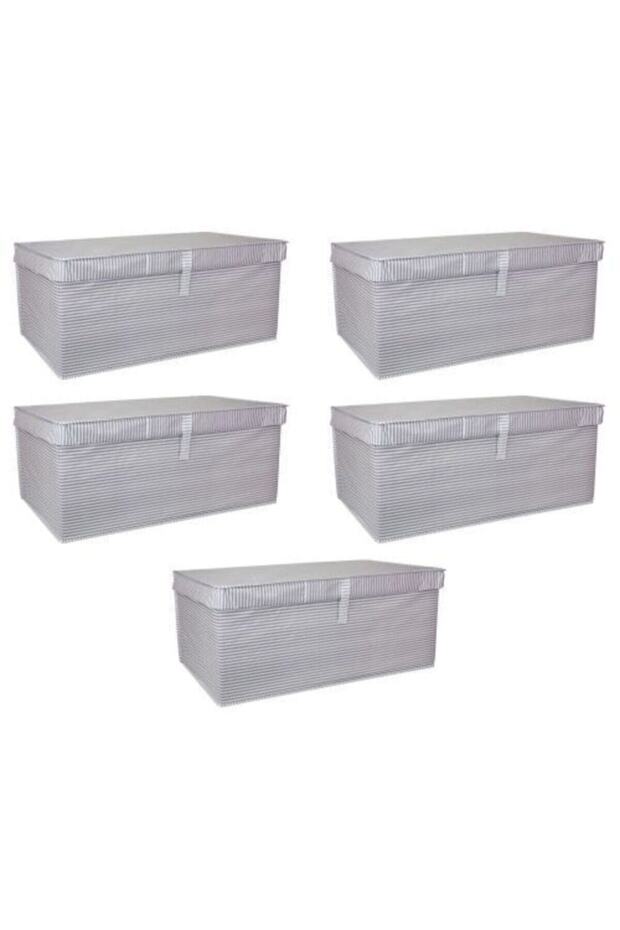 5 Pieces - Multi-Purpose with Lid Laundry-Storage-Organization Etc Storage, Box 70x40x30 - Mega Plus Box - Gray
