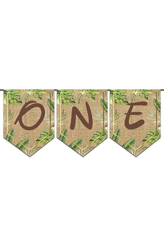 1 Year Old One Flag Banner Jute Look
