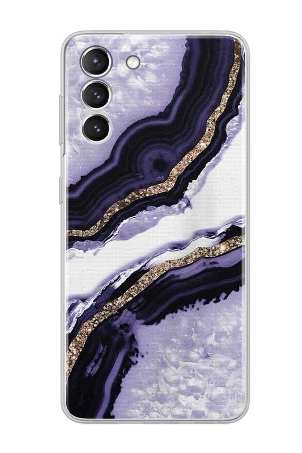 Transparent Phone Case for Samsung S22 Purple Sand Beach Design