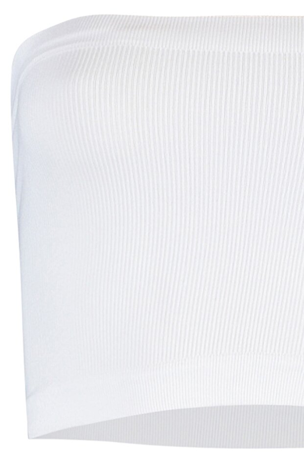 Siyah-Beyaz 2'li Paket Seamless/Dikişsiz Fitilli Straplez Örme Spor Sütyeni TWOSS21SS0061 - 5