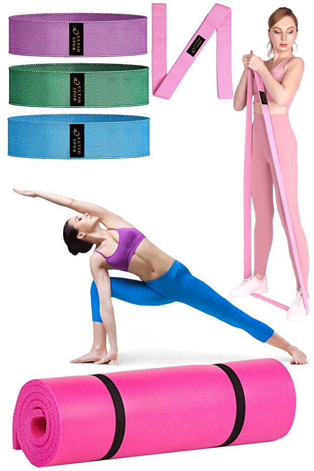 Pilates Gymnastics Set 5 Piece Set Stretching Set Squat And Loop Band Yoga Mat