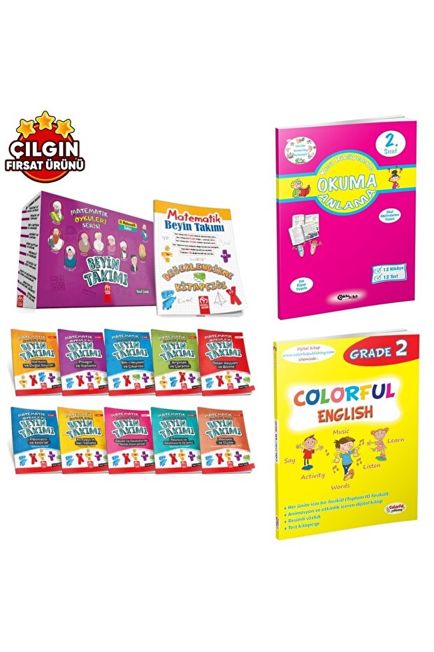2.sınıf Beyin Takımı + Çoklu Zeka Yayınları Okuma Anlama + Colorful English - 1