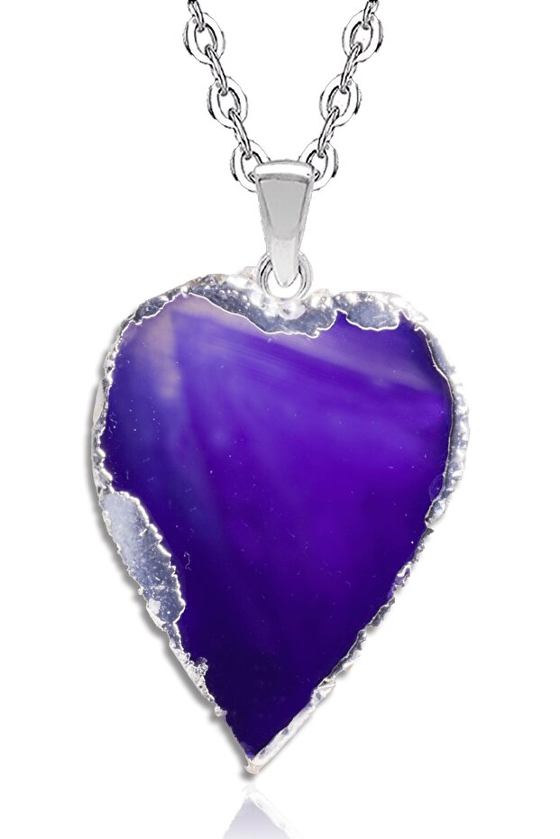 Certified Natural Blue Patterned Agate Stone Necklace