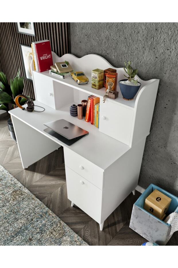 Akasya Çalışma Masası, Bilgisayar Masası, Ofis Masası Beyaz - Tamamı 1. Kalite Mdf - 3