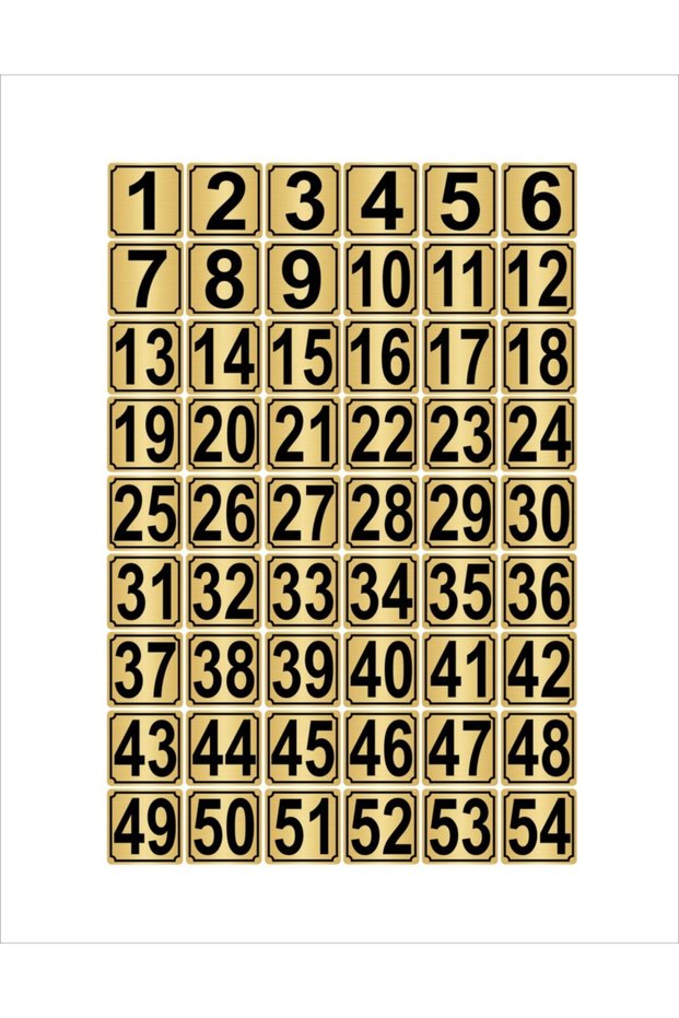 Metal Door, Table, Cabinet Number 10Cmx10Cm 54 Pieces (1…54) Gold Color Metal