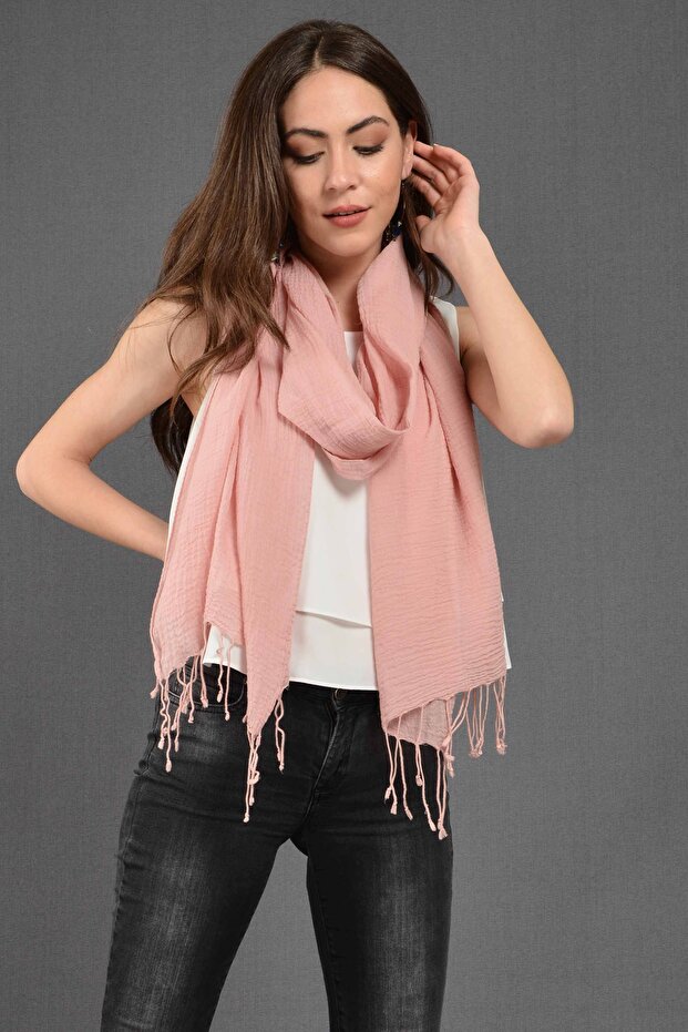 Pembe Modal Pamuk Fular - 3