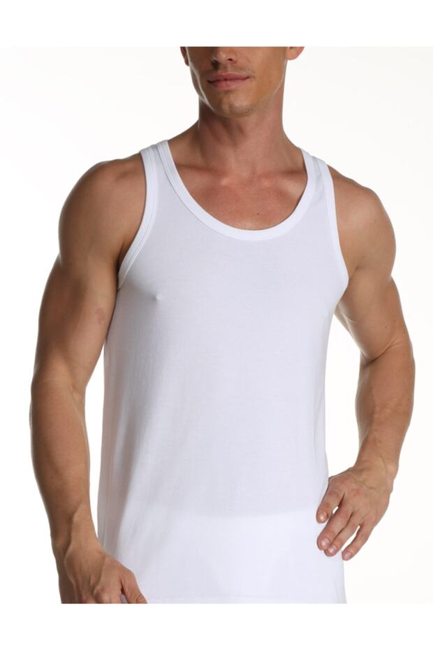 Erkek Beyaz 3'lü Elastanlı Atlet 917 - 1