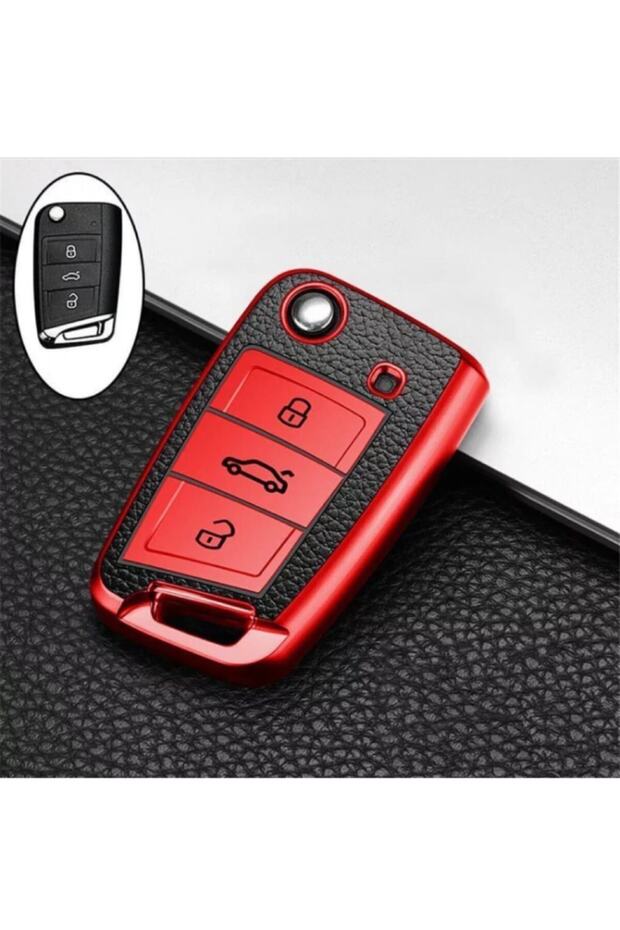Tiguan 2016 Arona T-roc Polo Karoq Radip Kamiq Luxury Key Protection Case Red Color