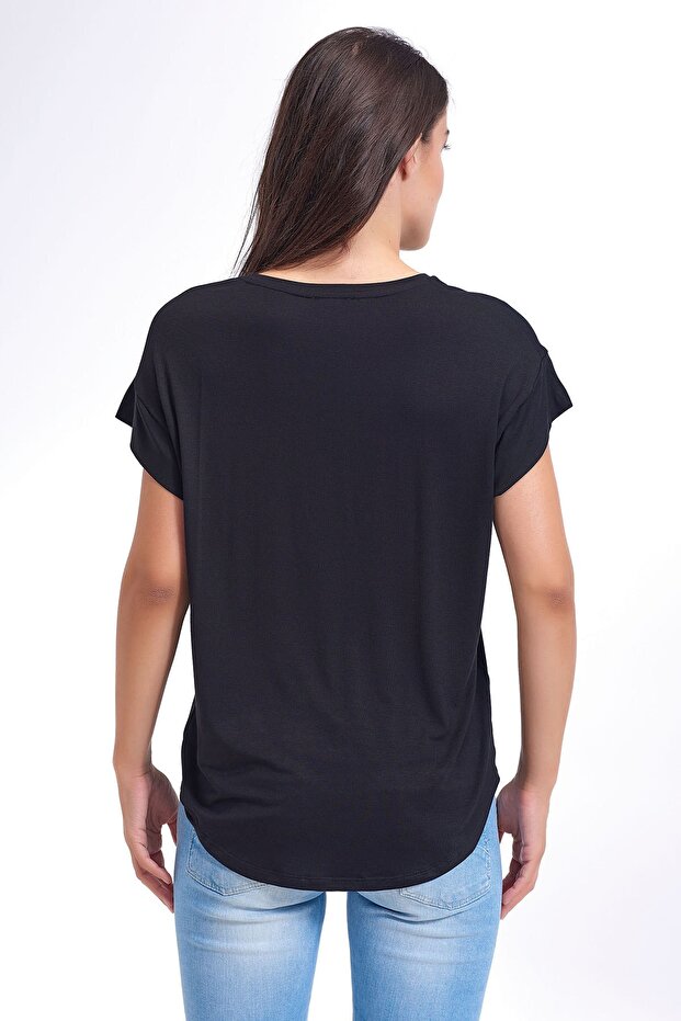 Kadın Viskon Basic T-shirt - 2
