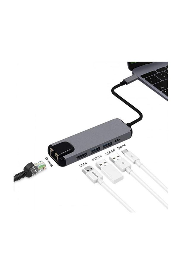 4332 Usb 3.1 Type C To Hdmı 2xusb 3.0 Gigabit Ethernet Çevirici Dönüştürücü Adaptör - 3