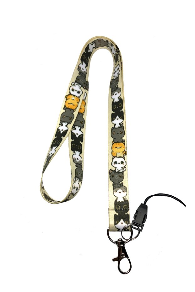 Cat Patterned Neck Rope and Phone Strap