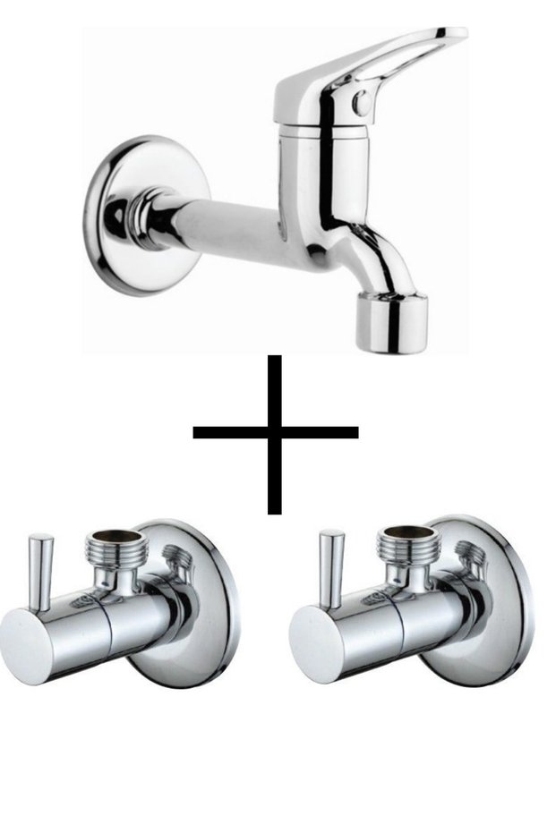 Set of 3 Open and Close Mix Sink Faucet + 2 Multi Rod Arm Bite Tap Intermediate Faucet Toilet Bowl Bathroom