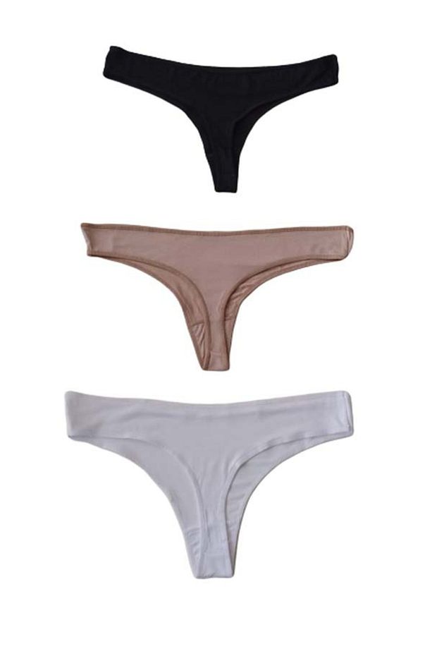 Bambu Bayan 3 Lü Iz Yapmaz G-string Asorti. - 1