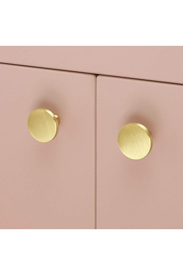 (2 PCS) Metax Ilıca Button Handle Matte Gold Furniture Cloakroom Drawer Nightstand Cabinet Console Handle