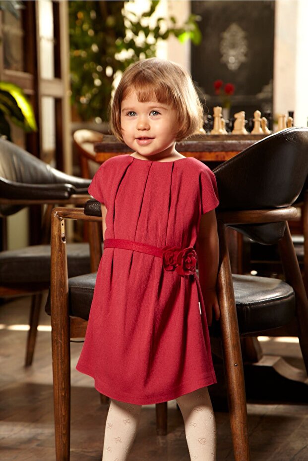 1-2 Yaş, Tek Beden, Kız Bebek Kısa Kollu Kışlık Elbise - 1