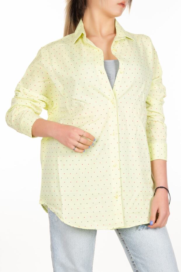 Kadın Oversize Uzun Basic Armür Gömlek - 2
