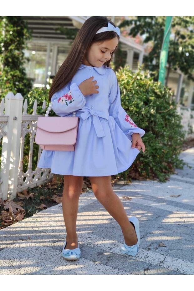 Çiçekli Keten Elbise - 2