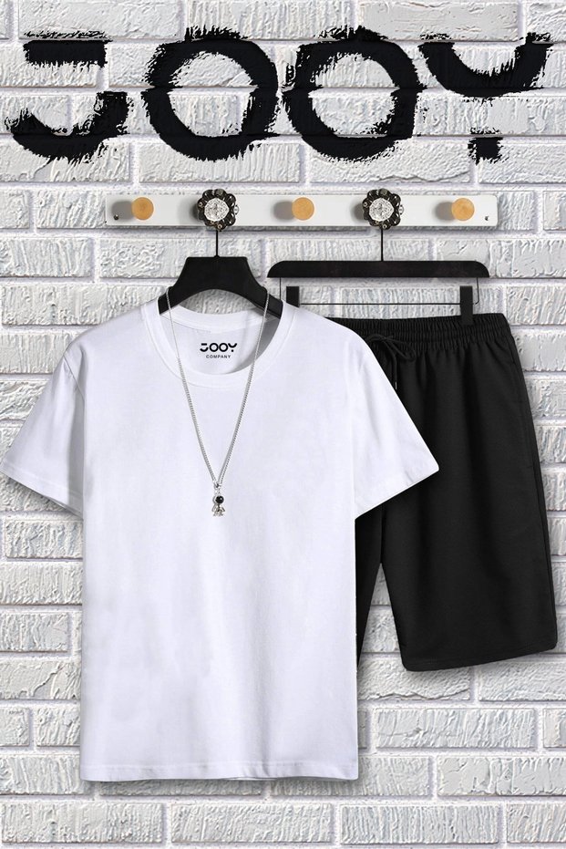 White Oversize Tshirt and Combed Cotton Shorts Set