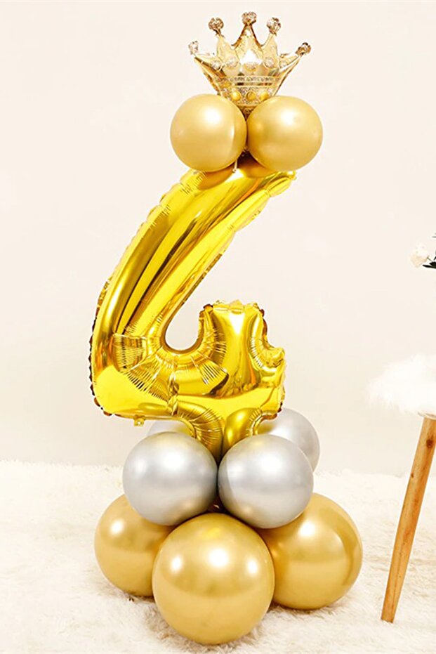 Number Balloon Welcome Set 4 Year Old Number Balloon Golden King Crowned 4 Number Balloon