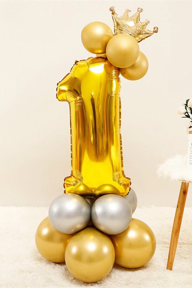Number Balloon Welcome Set 1 Year Old Number Balloon 1 Number Balloon with Golden King Crown