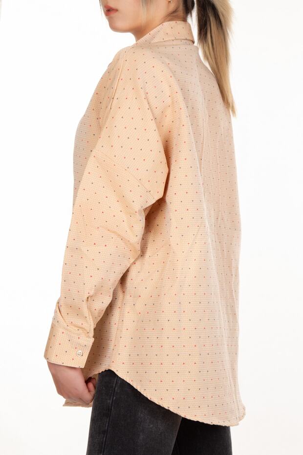 Kadın Oversize Uzun Basic Armür Gömlek - 4