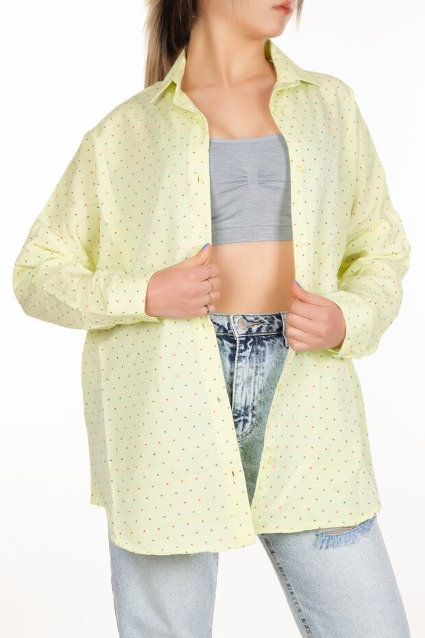 Kadın Oversize Uzun Basic Armür Gömlek - 1