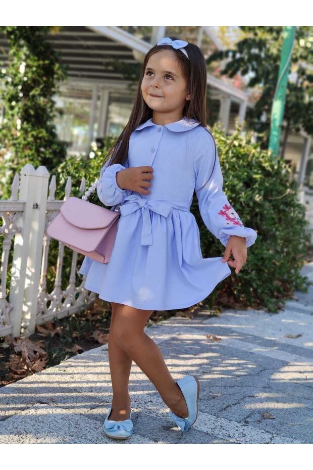 Çiçekli Keten Elbise - 3