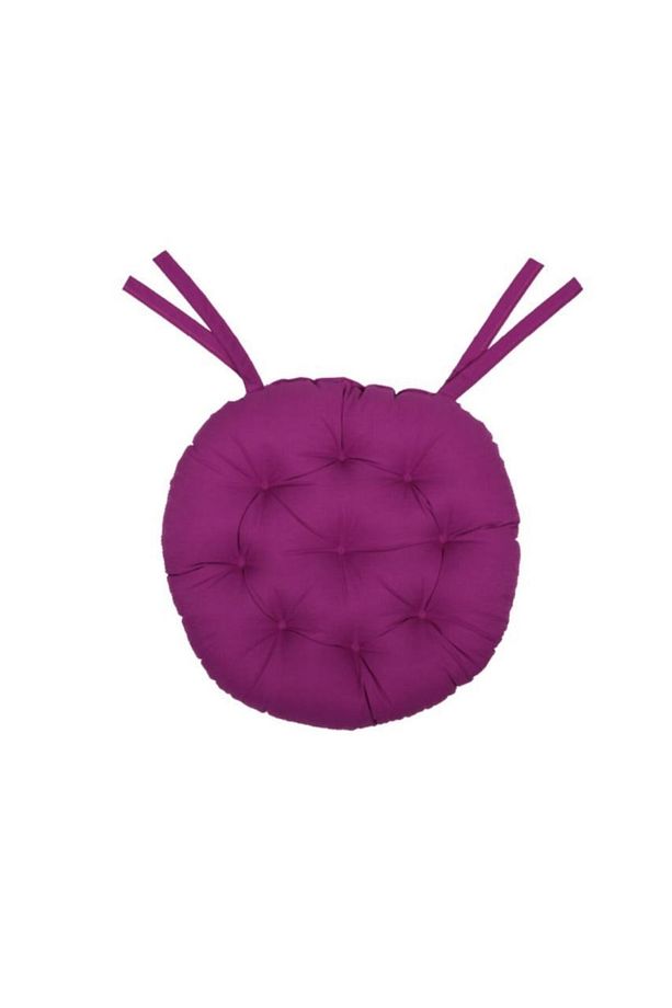 4 Lü - Set- Pofidik Natura 40 Yuvarlak Bağcıklı Sandalye - Minderi Seti -mürdüm - 2