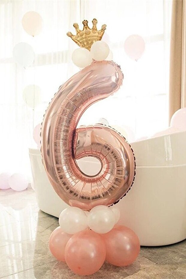 Number Balloon Welcome Set Age 6 Rose Gold Number Balloon Gold King Crowned 6 Number Balloon