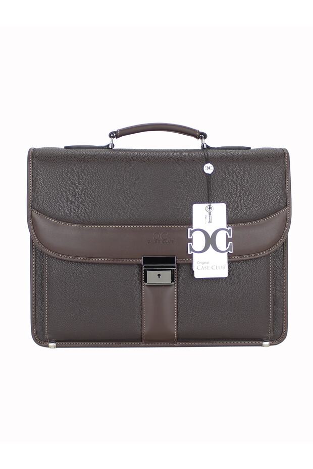 Briefcase Model Men's Hand and Shoulder Bag with Lock Mechanism Organizer Interior Compartment