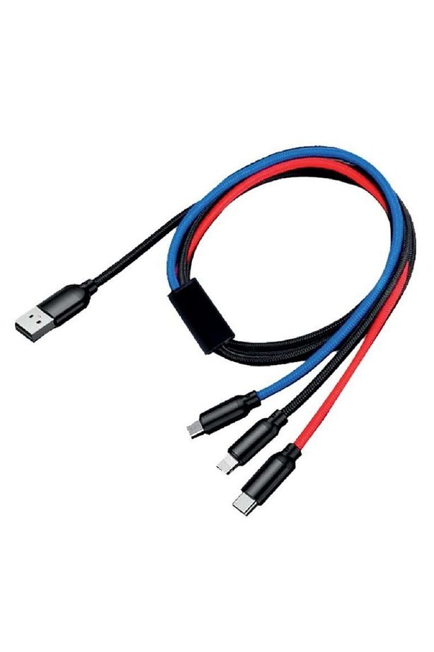 Usb 3in1 Type-c, Micro Usb, Lightning Şarj Kablosu - 3 Kablo Bir Arada - 5
