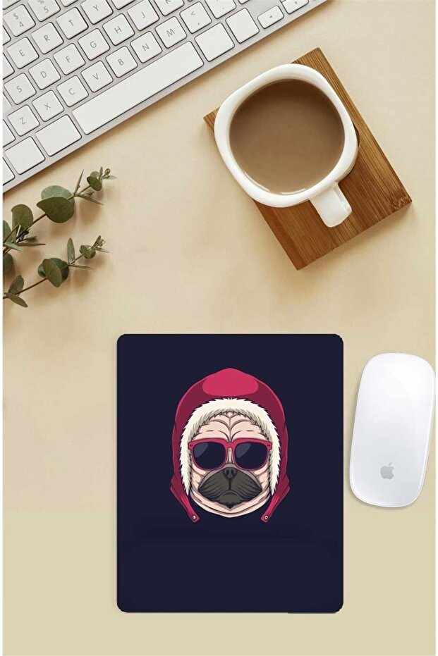 Cool Pug Patterned Mouse Pad with Wrist Support - 1