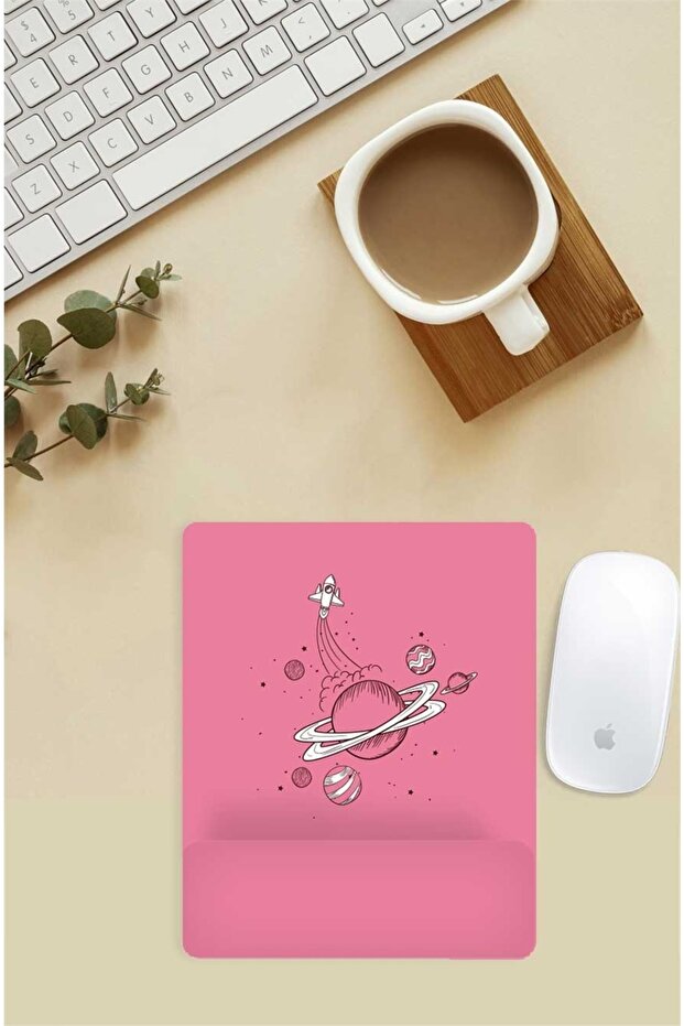 Space Pattern Patterned Mouse Pad with Wrist Support - 1