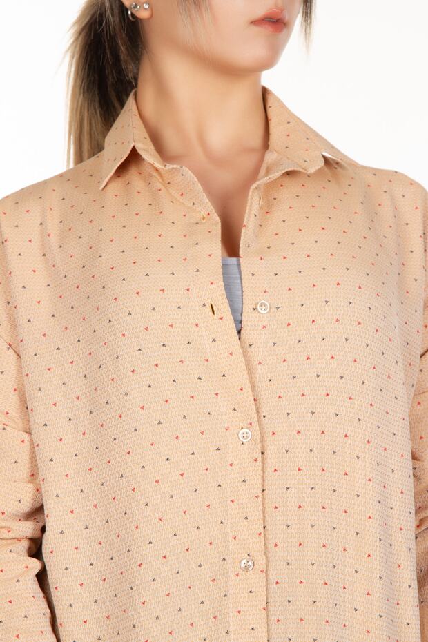 Kadın Oversize Uzun Basic Armür Gömlek - 2