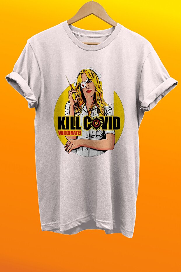 تي شيرت Kill Bill Nurse Covid مطبوع 100% قطن كبير الحجم