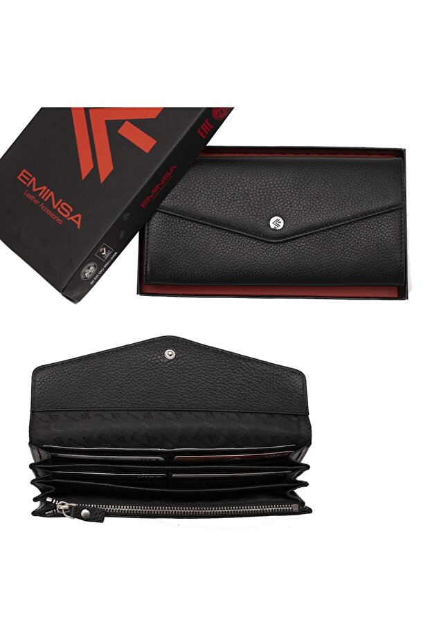 Siyah Deri Kadın Cüzdan - 1