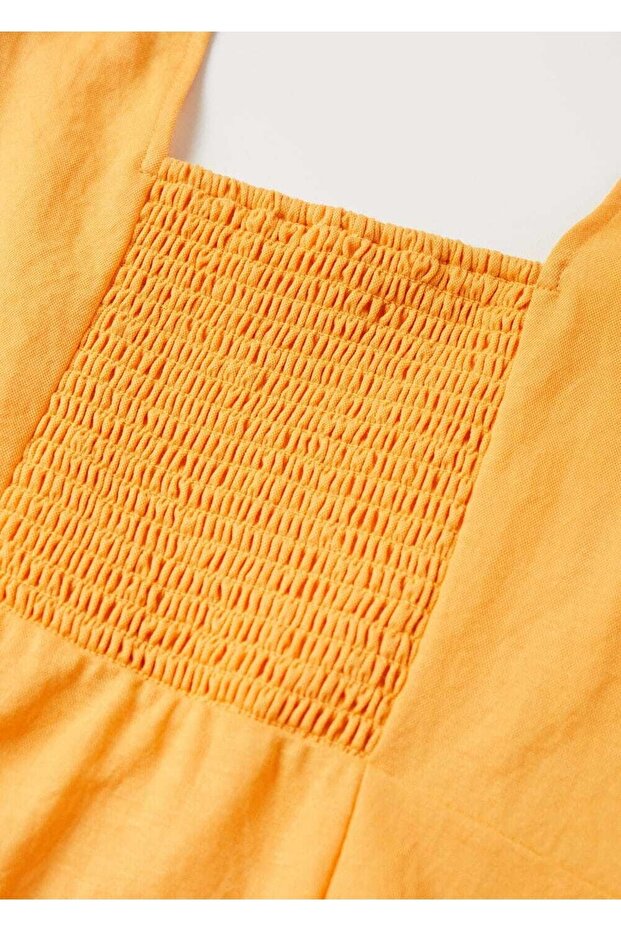 Balon Kollu Dökümlü Elbise - 6