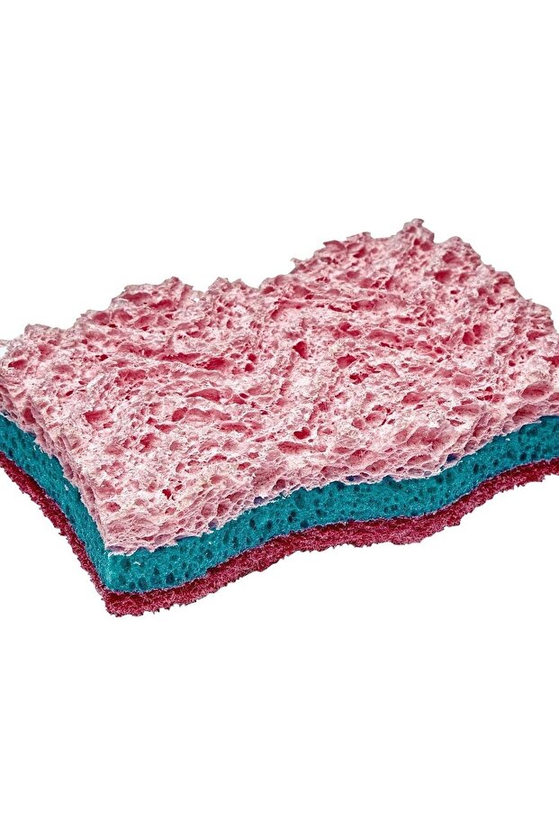 Flink & Sauber Dish Sponge Scrubber Fiber, Red 2-Piece