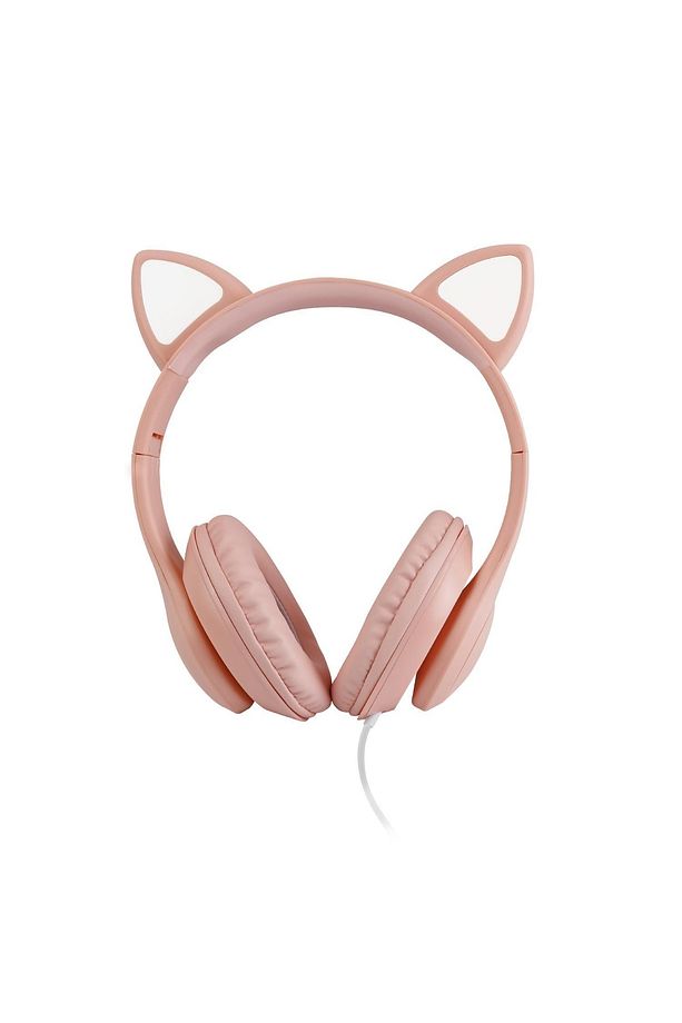 Fs56 Kedi Figürlü Kablolu Mikrofonlu Kulaküstü Kulaklık Pembe - 1