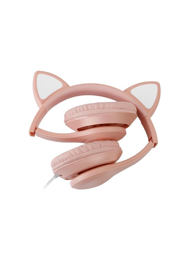 Fs56 Kedi Figürlü Kablolu Mikrofonlu Kulaküstü Kulaklık Pembe - 2