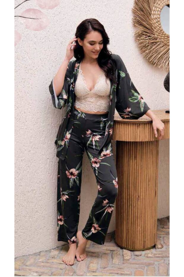 Bralet Set Pijama Takımı 3 Parça - 1