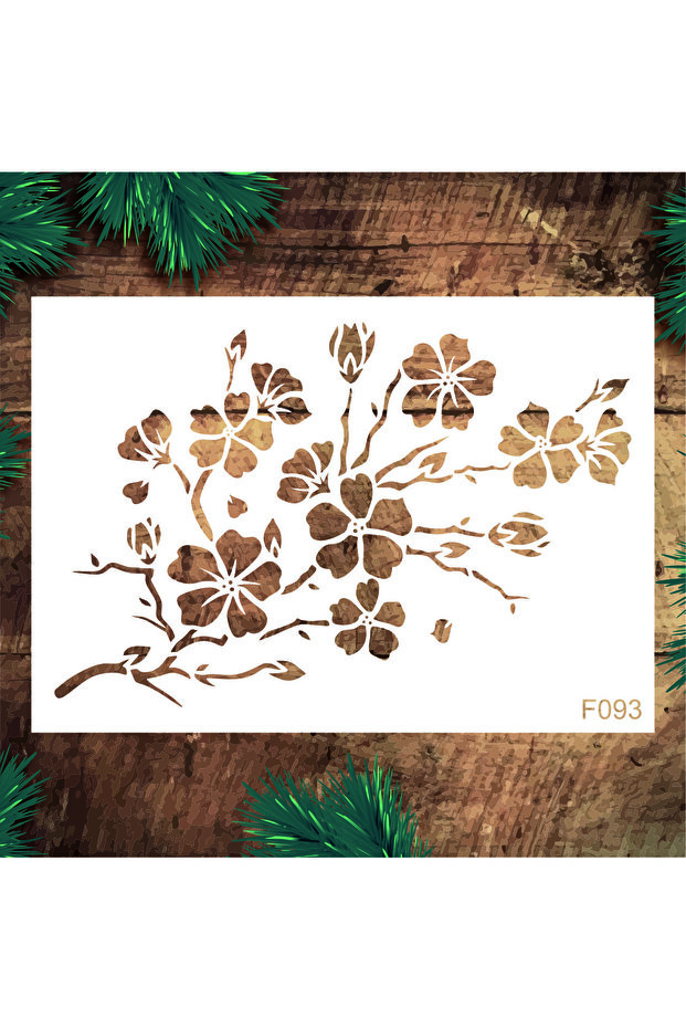 STENCİLTASARIM Stencil Tasarım F093 Şakura Desen - Dekoratif Duvar Ve Eşya Boyama Şablonları 21x30 Cm